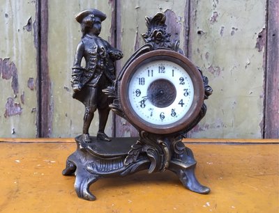 《陋室の老時光》歐洲古董全銅製機械發條鐘 陶瓷鐘面 走時正常