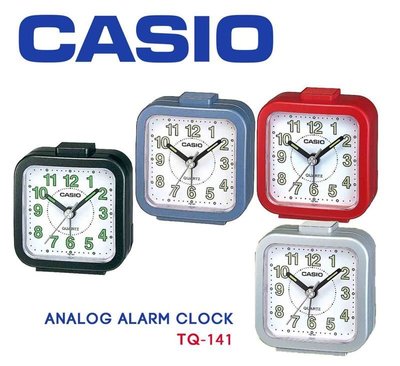 CASIO ALARM CLOCK 卡西歐銀.寶藍.紅.黑色四色任選嗶嗶聲小鬧鐘 型號：TQ-141【神梭鐘錶】