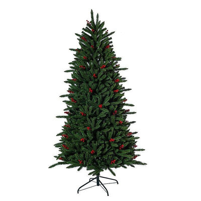 【現貨精選】新款亞馬遜PVC尖頭紅果聖誕樹聖誕裝飾布置PVC聖誕樹紅果樹