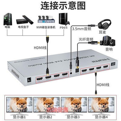 4K高清HDMI2.0無縫視頻矩陣切換器4進4出HDMI矩陣分配器8出音視頻四進四出監控數字會議工程4口矩陣切換器