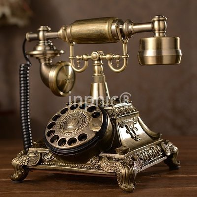 INPHIC-歐式仿舊電話機 復古轉盤電話機 帶來電顯示 老式旋轉撥號電話機