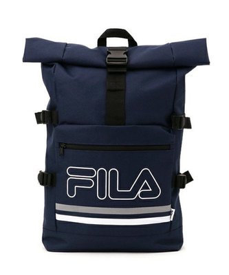 【Mr.Japan】日本限定 FILA 捲折型 素色 經典大LOGO 電腦包 大容量 後背包 獨家 藍 預購款