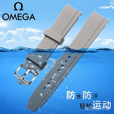 OMEGA防塵氟橡膠錶帶適用於Swatch 聯名錶帶行星月球弧形矽膠手錶帶蝴蝶釦針扣