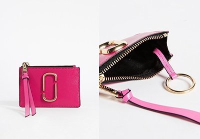 ◎美國代買◎Marc Jacobs snapshot 桃粉紅色經典logo多功能票卡鑰匙零錢拉鏈包