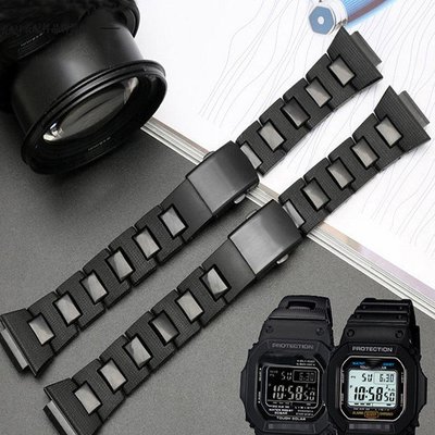 適用於G-shock DW-6900 / DW9600 / DW5600手錶配件的時尚新款黑色手錶錶帶更換塑鋼錶帶-極巧3C