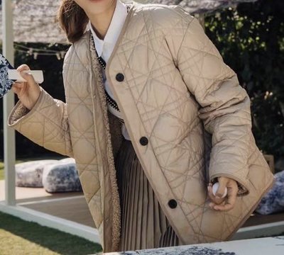 【妖妖代購】Dior 大菱格紋雙面穿圓領外套