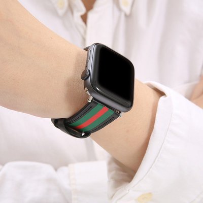 送保護膜/蘋果Apple Watch 5 4代 雙色真皮方扣錶帶 透氣錶帶iWatch1/2/3替換腕帶 40/44mm