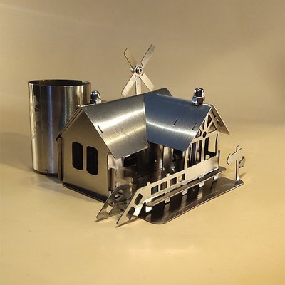 現貨 歐美別墅靜態模型建筑小屋不銹鋼玩具工藝創意筆筒勵志奮斗目標