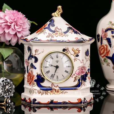 【吉事達】英國Wedgwood Mason's Mandalay手繪金彩時尚創意陶瓷宮庭金獅時鐘桌鐘 座鐘