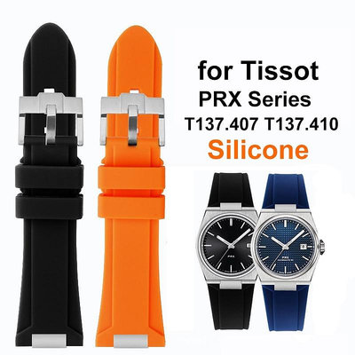 TISSOT 24 * 12 毫米矽膠錶帶適用於天梭 PRX 系列 T137.407 T137.410 錶帶釋放橡膠