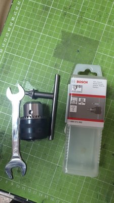 BOSCH原廠四分三爪夾頭整組+扳手 +逆牙螺絲+14mm與17mm共用的超薄扳手-更換4分的電鑽夾頭四分電鑽三爪夾頭-