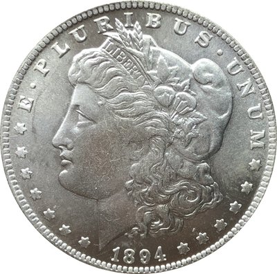 外國錢幣美國摩爾根美元1894 O 年仿古銀幣白銅鍍銀原光古錢幣A2805