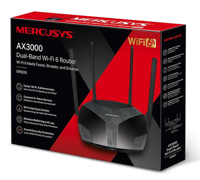 【S03 筑蒂資訊】Mercusys水星 MR80X AX3000 Gigabit 雙頻 Wi-Fi 6 無線網路路由器