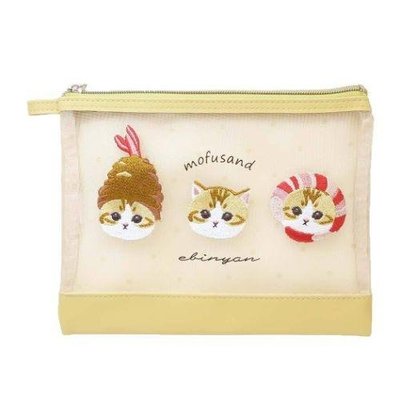 《散步生活雜貨-文具散步》日本進口 貓福珊迪 mofusand 貓咪 刺繡 化妝包 筆袋 隨身包MFS-147