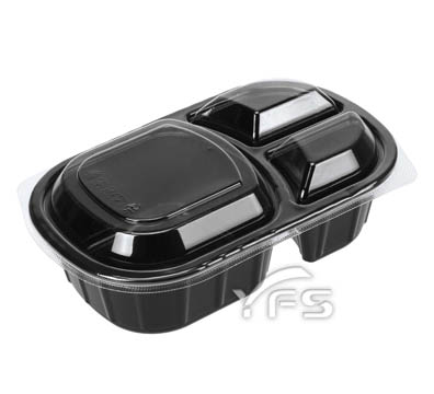 P3.5-RMW三格射出餐盒 (便當盒/塑膠便當盒/排骨/豬排/外帶餐盒/小菜/滷味/燴飯)