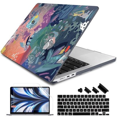 MacBook保護套花草磨砂/光面打印殼適用於MacBook Pro Air M2 M1 Pro13 14 15 16吋防刷殼帶注音鍵