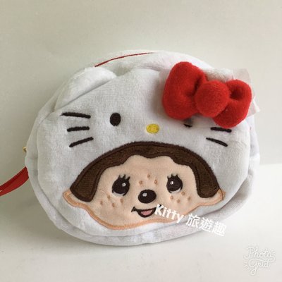 [Kitty 旅遊趣] Hello Kitty 絨布化妝包 零錢包 凱蒂貓 聯名款 萬用包 收納包