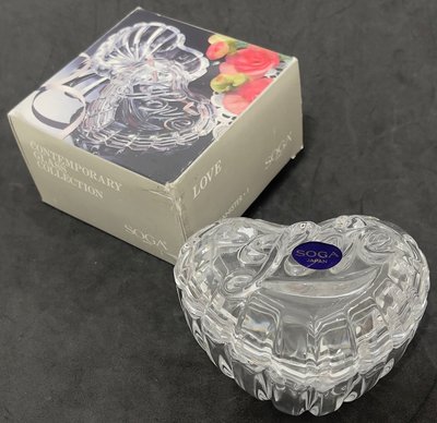 龍廬-自藏出清~玻璃製品-SOGA japan日本水晶玻璃浮雕LOVE愛心型造型置物盒Z126W飾品盒 /只有一個