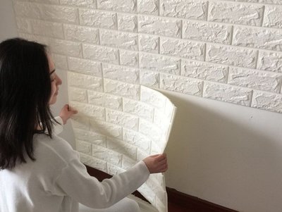 670巷：3D 立體磚紋 牆貼 壁貼 壁紙 (77X70CM) 隔音 防撞 棉 牆磚 壁紙 泡棉 文化石