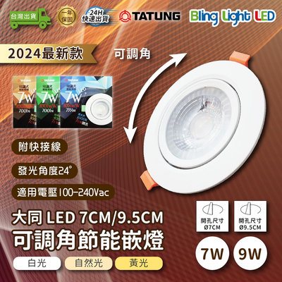 ◎Bling Light◎2024新款大同7W/9W LED可調角嵌燈/蜂巢透鏡崁燈 CNS認證 開孔7cm/9.5cm