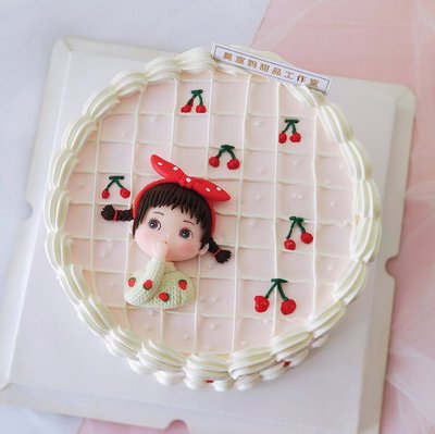 蛋糕擺件/插件 烘焙蛋糕装饰摆件网红草莓毛衣女孩生日快乐韩系可爱复古软陶插件~清倉