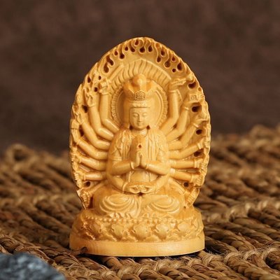 佛藝館 千手觀世音菩薩 觀音菩薩 法像莊嚴 木雕擺件 黃楊木（GA-2148）