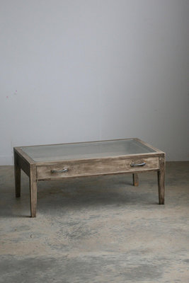 [裏山 古物] 木製玻璃矮桌/茶几