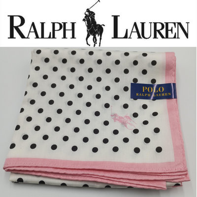 【皮老闆二店】 新古真品 Ralph Lauren 手帕 女用手帕 精品手帕 100%綿 白785