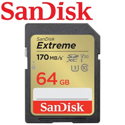 170MB/s 公司貨 SanDisk 64GB Extreme SD SDXC UHS-I V30 64G 記憶卡