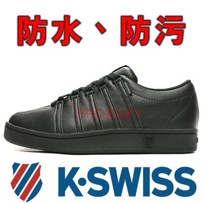 鞋大王K-SWISS 06782-001 黑色 皮質休閒運動鞋＃防水、防污＃有12號、13號＃【特價出清】916K