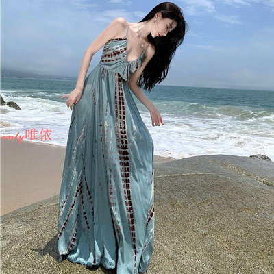 ~夏日洋裝 連身裙~款洋裝異域風情復古風波西米亞沙灘裙子泰國度假長裙