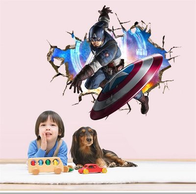 【童樂會】漫威 復仇者聯盟 超級英雄 美國隊長 鋼鐵人 蝙蝠俠 兒童房 臥室 壁紙 牆貼 3D 壁貼 創意壁貼 裝飾