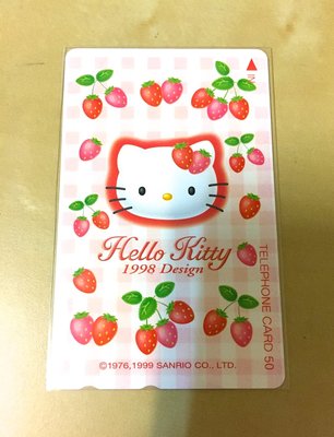 未使用日本電話卡 / Hello Kitty 凱蒂貓 / 1998年 粉紅草莓系列紀念卡