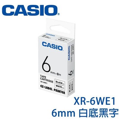 【MR3C】含稅附發票 CASIO卡西歐 6mm XR-6WE1 白底黑字 原廠標籤機色帶