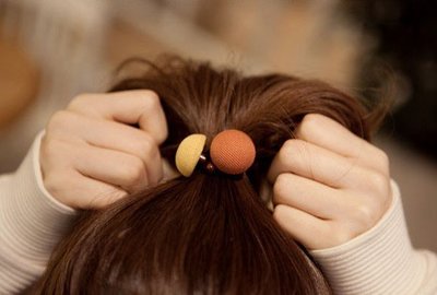 【S015】布面小圓釦鈕釦子髮束 髮繩