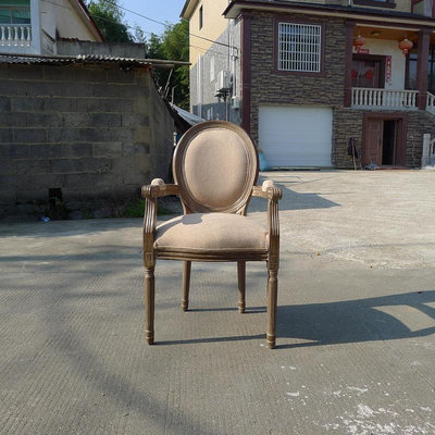 歐式餐椅復古實木做舊椅子美式休閑靠背椅酒吧椅帶扶手椅美式椅子