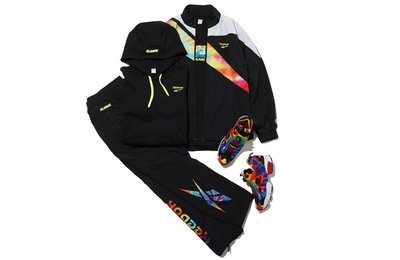 南 2022 2月 REEBOK x 日本 XLARGE 聯名 復古 風衣夾克 彩虹 黑色 渲染 GL8068 運動外套