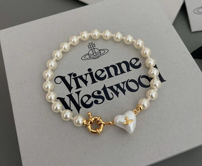 【二手】，Vivienne Westwood西太后愛心珍珠手鏈  西太后這款項鏈簡直了，