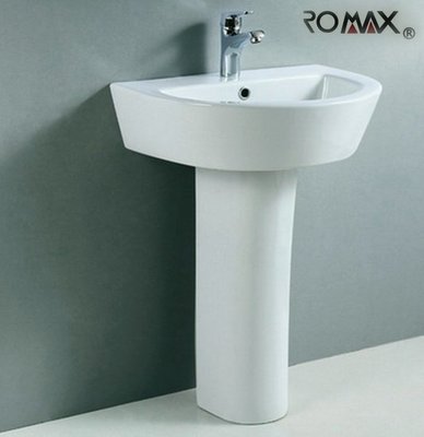 《台灣尚青生活館》美國品牌 ROMAX 面盆 L219 洗臉盆 長腳柱 含單孔面盆龍頭