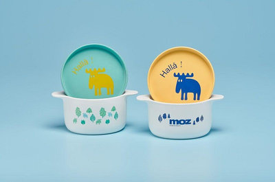 現貨 北歐瑞典 麋鹿MOZ 陶瓷碗盤兩件組 黃藍配色 泡麵小鍋 全聯集點