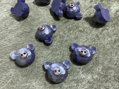 創意 DIY 酷酷 幾何 藍莓豬 小豬 珠光  可愛  平底 貼片 髮夾 髮飾 材料 24.5mm  $3/顆