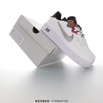 Nike Air Force 1 React“白黑漸變炫彩透明鉤”瑞亞輕量低幫百搭板　CN9838-100　男女鞋