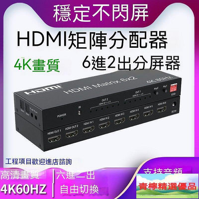 HDMI HDMI分配器 音頻分離器 HDMI切換器 HDTV切換器HDMI2.0切換器6進2出矩陣hdB31
