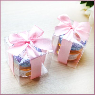 幸福朵朵【甜蜜蜜「透明盒裝」瑞士進口hero蜂蜜小禮盒(粉色緞帶)】送客禮贈品/婚禮小物