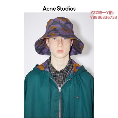 帽子Acne Studios 中性花卉紫色表情帽子漁夫帽C40235-CWP-雙喜生活館
