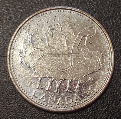 【二手】 加拿大25分，50周年紀念幣24mm1973 錢幣 硬幣 紀念幣【明月軒】