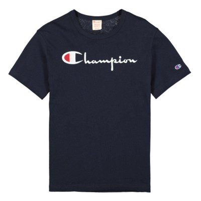 美國【Champion】刺繡logo 短袖圓領 T-Shirt T恤 / 深藍色 / 全新正品