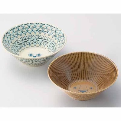˙ＴＯＭＡＴＯ生活雜鋪˙日本進口雜貨日本製北歐風Mikke獅子 貓頭鷹造型瓷器瓷碗組合(預購)