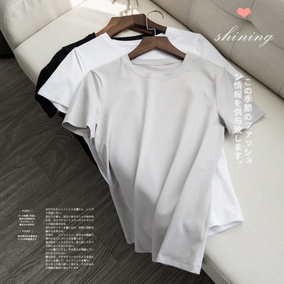 夏季新款高階彈力pima棉純色圓領短袖T恤 特價3916