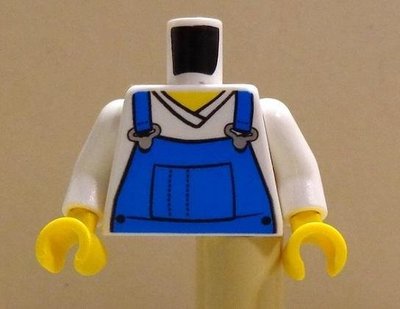 【LEGO樂高】城市系列 人偶上半身 藍色工作服上衣背心 雙面印刷